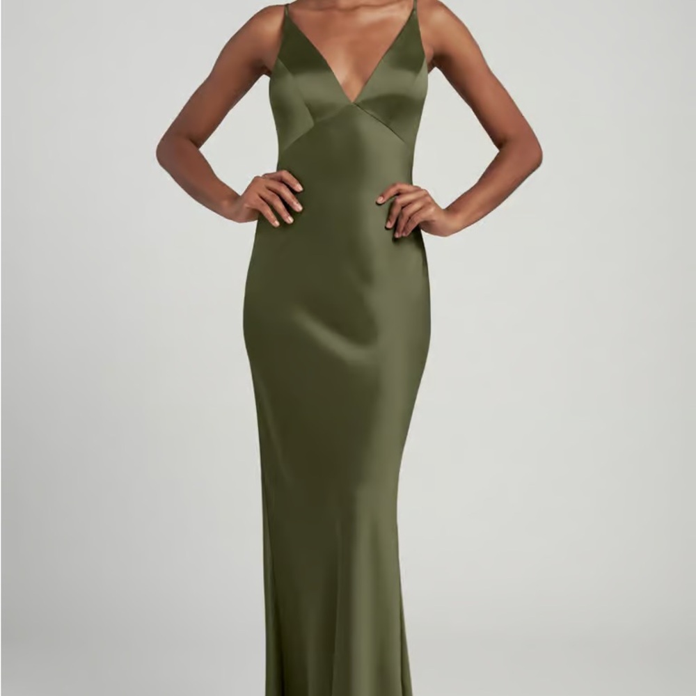 Jenny Yoo Green Sleeveless V-Neck Maxi Dress